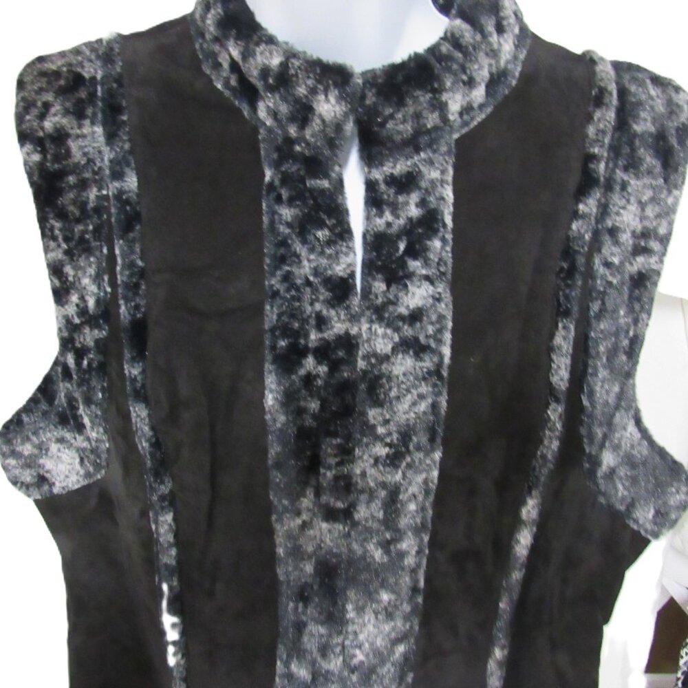 Dress Barn Leather Faux Fur Vest XL